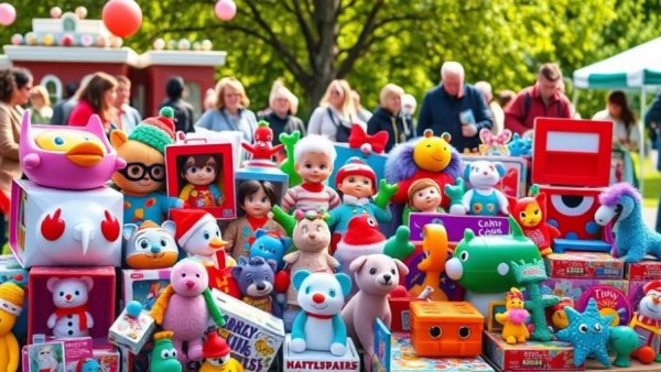 Holiday Toy Giveaways New Orleans with colorful children's toys displayed.