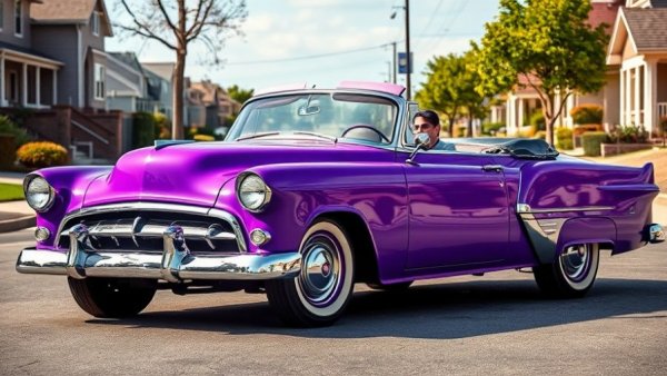 Vintage car in suburban area - buy used cars