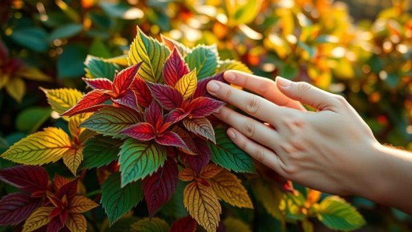 Joseph's Coat for arthritis relief: colorful leaves, hand massage.