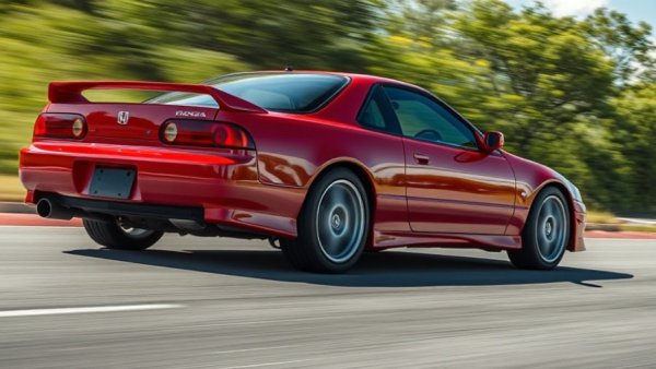 Honda Prelude Type R showcasing speed on a curved road.