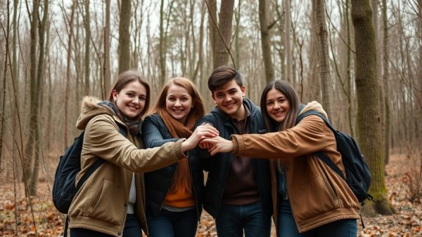 Stranger Things finale group scene in the forest.