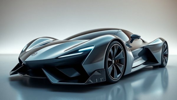 Close view of Red Bull RB17 hypercar with aerodynamic design and LED lights.