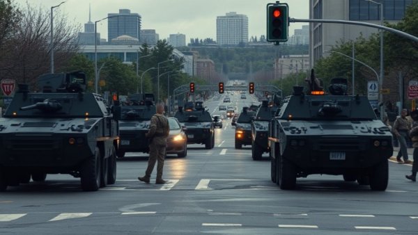 Urban military checkpoint reflecting US Venezuela relations.