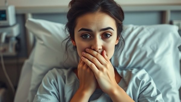 Young woman in hospital bed, flu hospitalizations spike in New York.