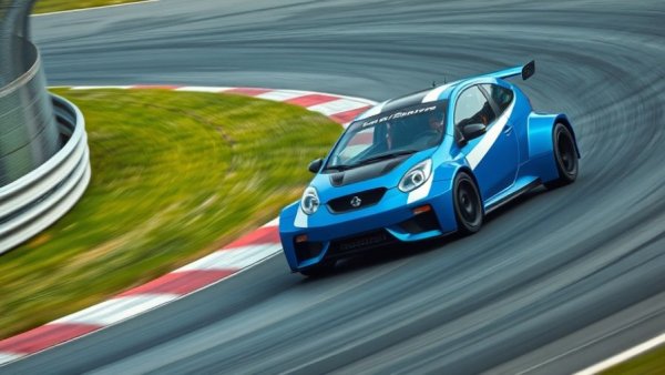 Compact car on Nürburgring track, related to slowest Nürburgring lap time.