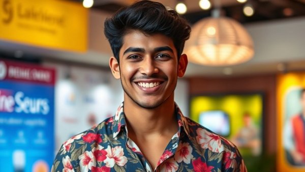Yeison Jiménez smiling at event, vibrant backdrop.