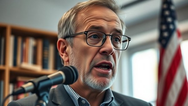 Middle-aged man discussing small retirement habit on microphone.