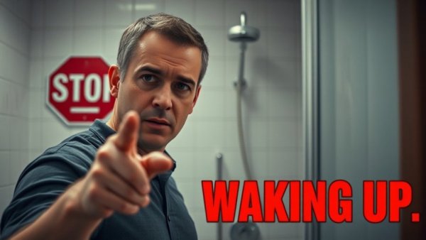 Illustration of nocturia awareness and solutions with concerned man.