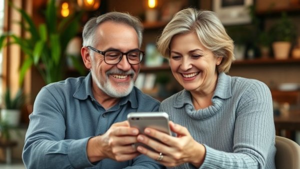 Middle-aged couple connecting in a café, embodying 5-3-1 rule.