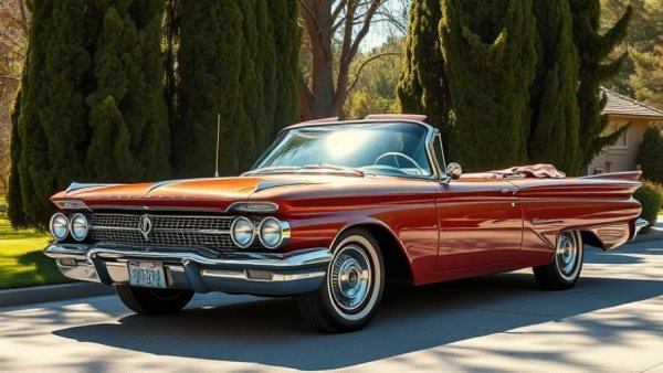 1960 Buick LeSabre Convertible on sunlit driveway with trees.