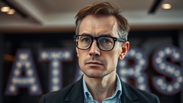 Serious man contemplates retirement lies vs. reality in modern setting.