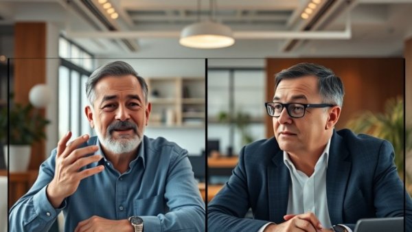 Discussion on life changes in your 30s, video call between two men.