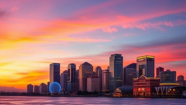 San Diego skyline at dusk, best things to do in San Diego view.