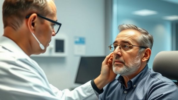 Mature male patient getting a check-up for CKM syndrome risk for Americans.