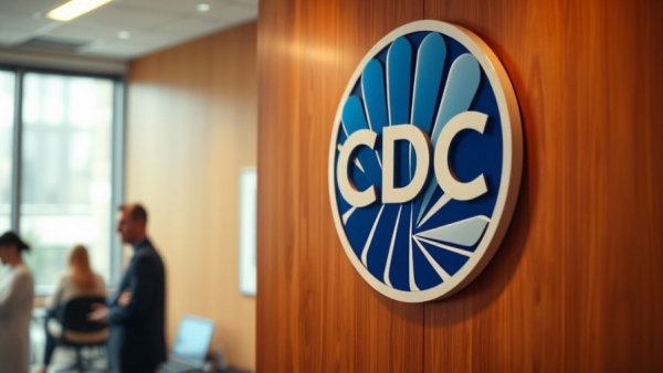 CDC logo on wall, blurred figures in front, CDC vaccine changes