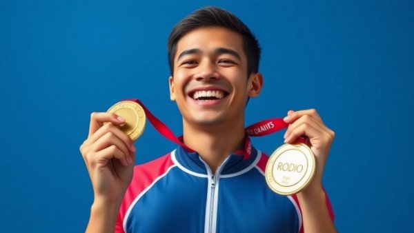 Jordan Chiles celebrates with medals, joyful appeal.
