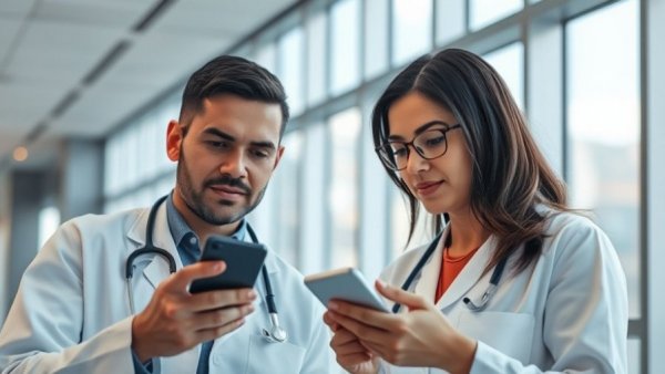 Doctors using AI avatars to enhance communication, hospital setting.