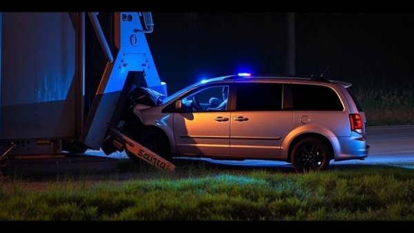 River Road accident safety for seniors: minivan crash at night.