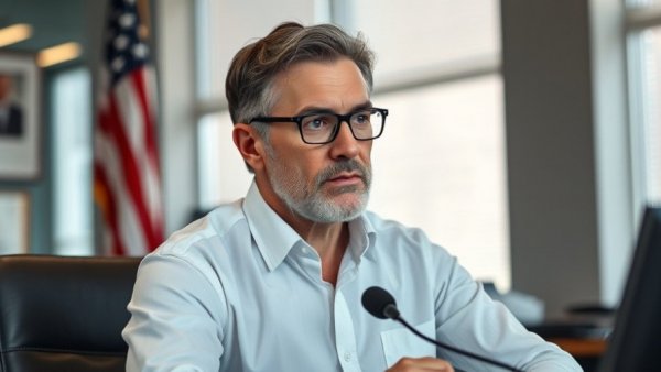 Middle-aged man discusses saving retirement taxes in modern office.