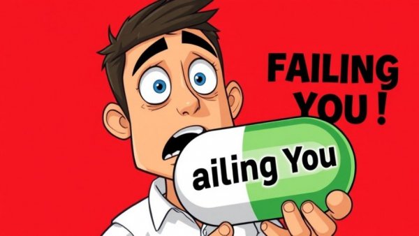 Surprised man with magnesium capsule expresses concern about effectiveness.