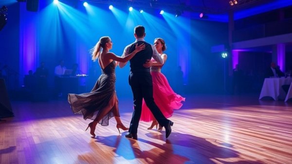 Ballroom dancers at Dancing with the Stars fan convention, elegant performance.