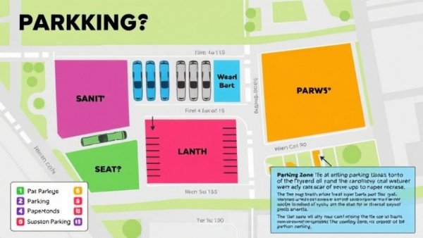 Mardi Gras Parking for Baseball Softball: Illustrated map with zones