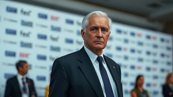 Distinguished older man at event with formal attire and stoic expression.