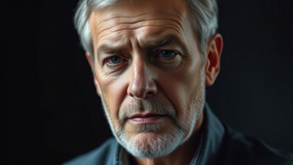 Middle-aged man discussing health, serious expression. Neglecting Health.