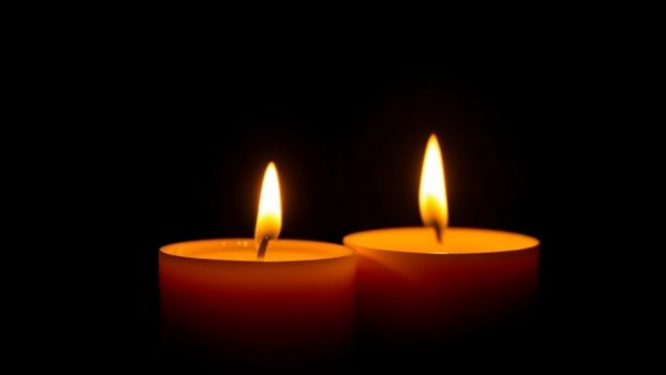 Warm glowing candles in a dark room