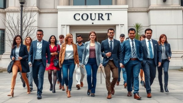 People walking outside a courthouse related to Henrietta Lacks estate settlement.
