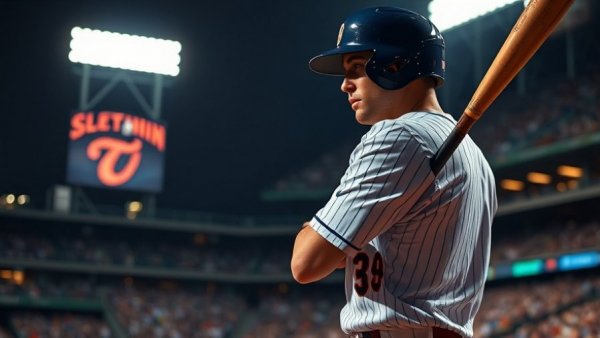 Louisiana baseball player poised to bat under bright lights.