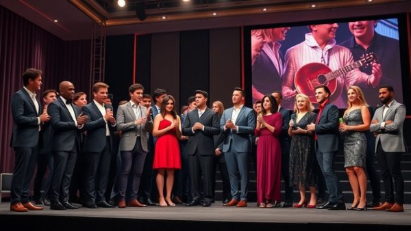 Diverse group of actor awards 2026 winners on stage at a ceremony.