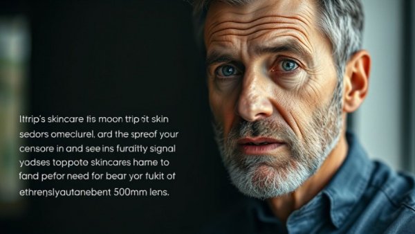 Middle-aged man discussing skincare, highlighting dangers to skin health.