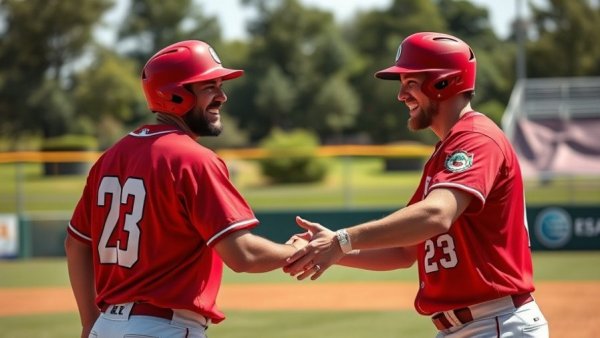 Louisiana Ragin Cajuns Baseball players celebrating on field.