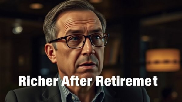 Man explaining why people get richer after retirement, thoughtful expression.