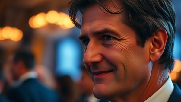 Middle-aged man with dark hair smiling at event.