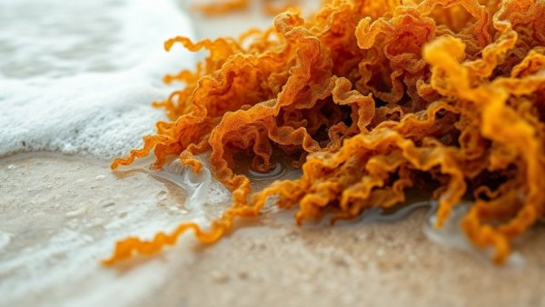 Sargassum invasion beaches with seaweed in shallow water.