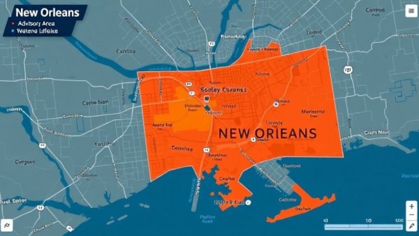 Map of New Orleans showing advisory lift area.