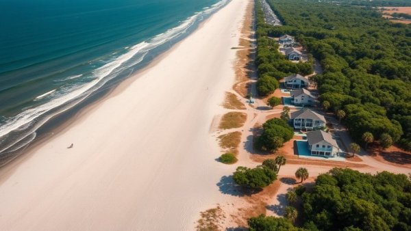 Aerial view of South Carolina beach, showcasing top experiences.