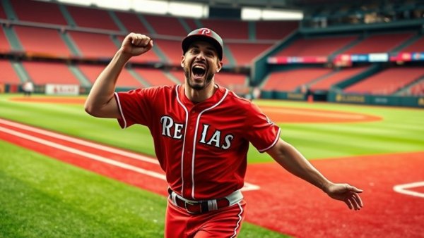 Louisiana Ragin' Cajuns baseball player celebrating victory.