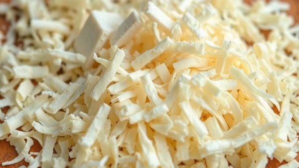 Shredded raw cheddar cheese scattered on a surface