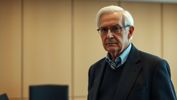 Elderly man in a suit discussing vaccine policies.