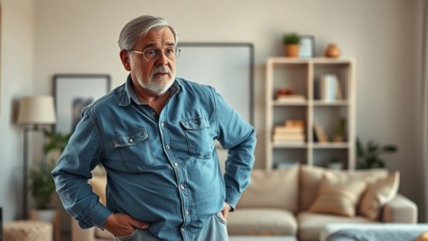 Stopping Ozempic leads to weight loss shown by a man adjusting his oversized jeans.