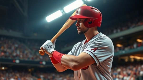 Louisiana Ragin' Cajuns Baseball player poised at bat in night stadium.