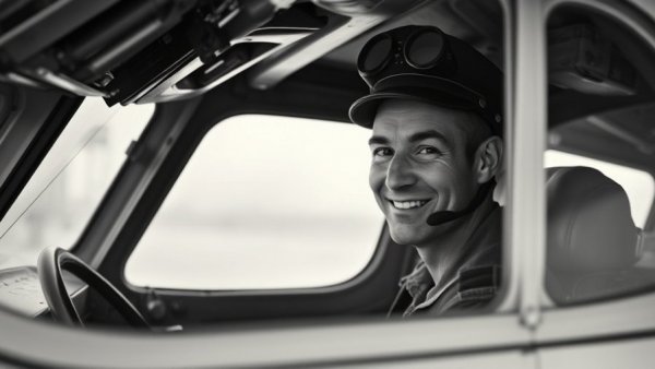 Historic cockpit photo suggesting Amelia Earhart missing plane discovery, pilot smiling.