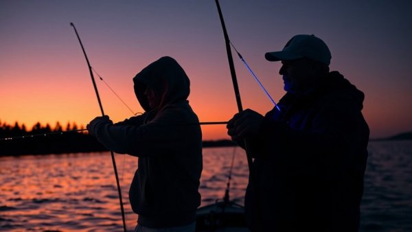 Nighttime Louisiana bowfishing for catfish scene.