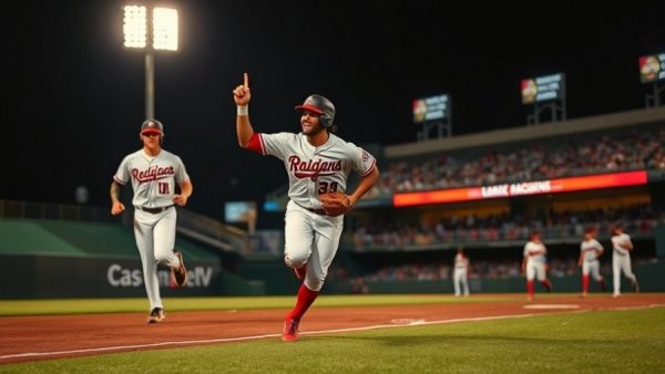 Louisiana Ragin' Cajuns baseball player celebrates victory with teammates.