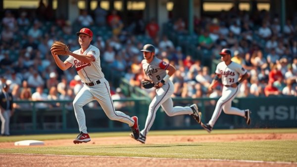 ULM Warhawks baseball player catching ball against opponent on field.