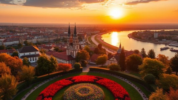 Stunning view of Ruse Bulgaria at sunset