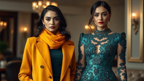 Fashion icons in stylish outfits, showcasing their elegance.